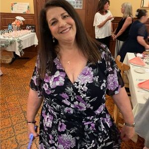 R&M Richards Purple and Black Floral  Dress